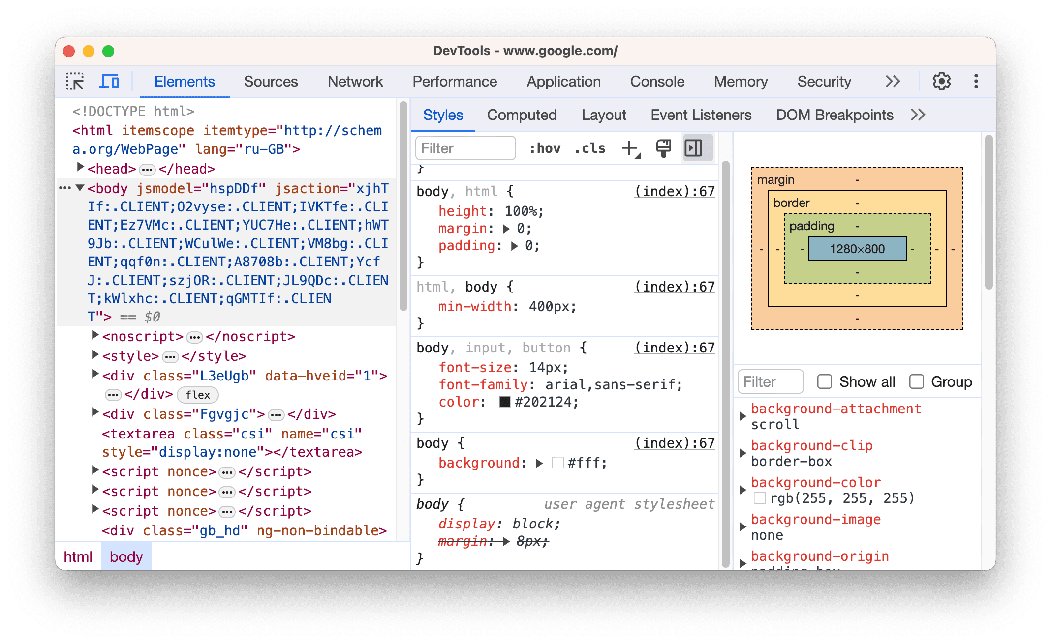 Developer Tools in Chrome